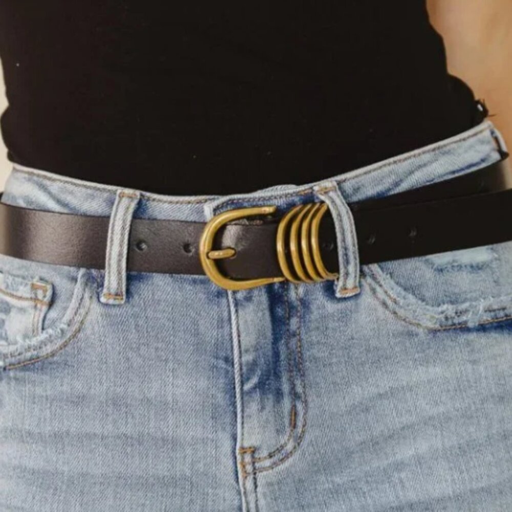 AUDREY LEATHER BELT IN BLACK